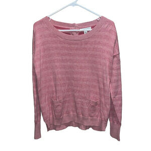 Banana Republic Women's Pink Striped M Sweater 2 Pockets Soft Girl Streetwear